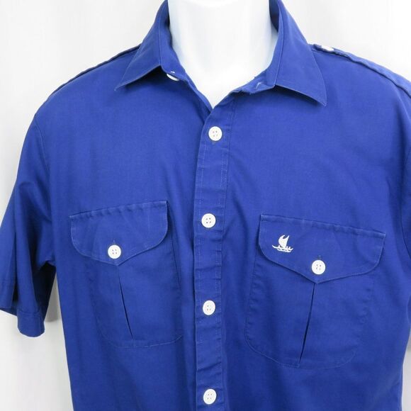 Vintage Tori Richard Aloha Hawaiian Shirt Outrigger Canoe Embroidered Epaulets - Picture 2 of 10